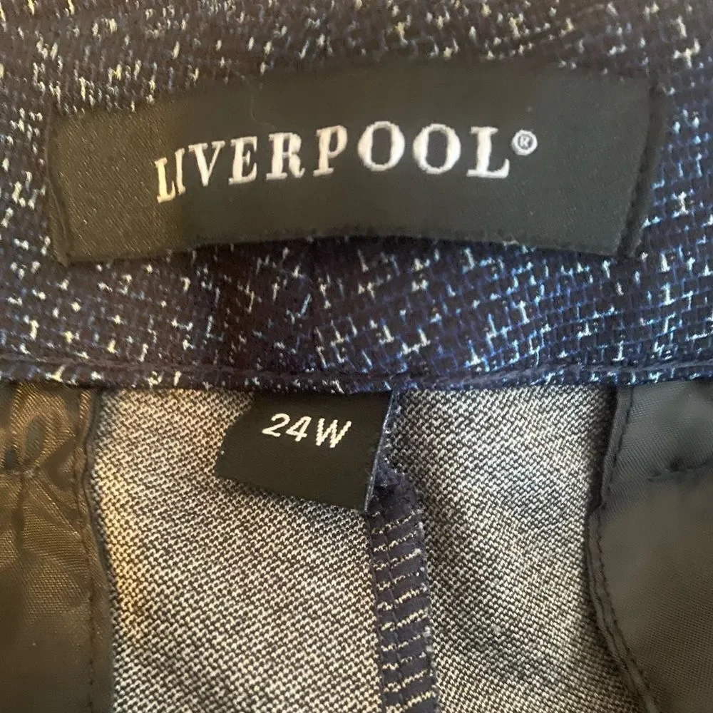 Liverpool Kelsey Navy Blue/Black pixel front zip trousers, size 24W